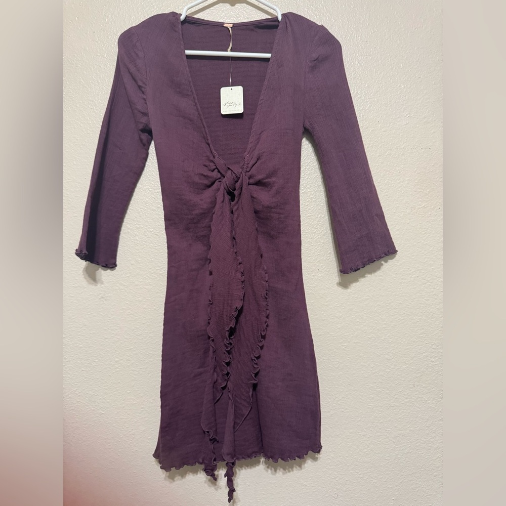 Free People Purple Bodycon Dress with Plunge Neckline
